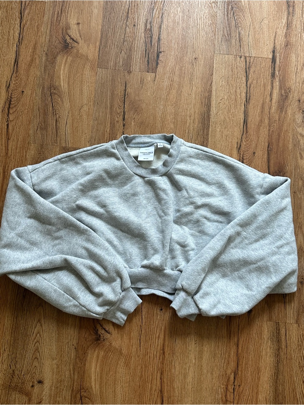 Aritzia Cozy Sweatfleece Cropped Crewneck Sweatshirt - Light Gray